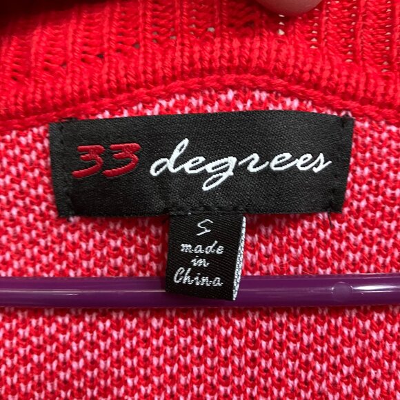 33 Degrees Women Small Red Valentine's Day Pink Hearts Graphic Cardigan Sweater - Picture 6 of 12